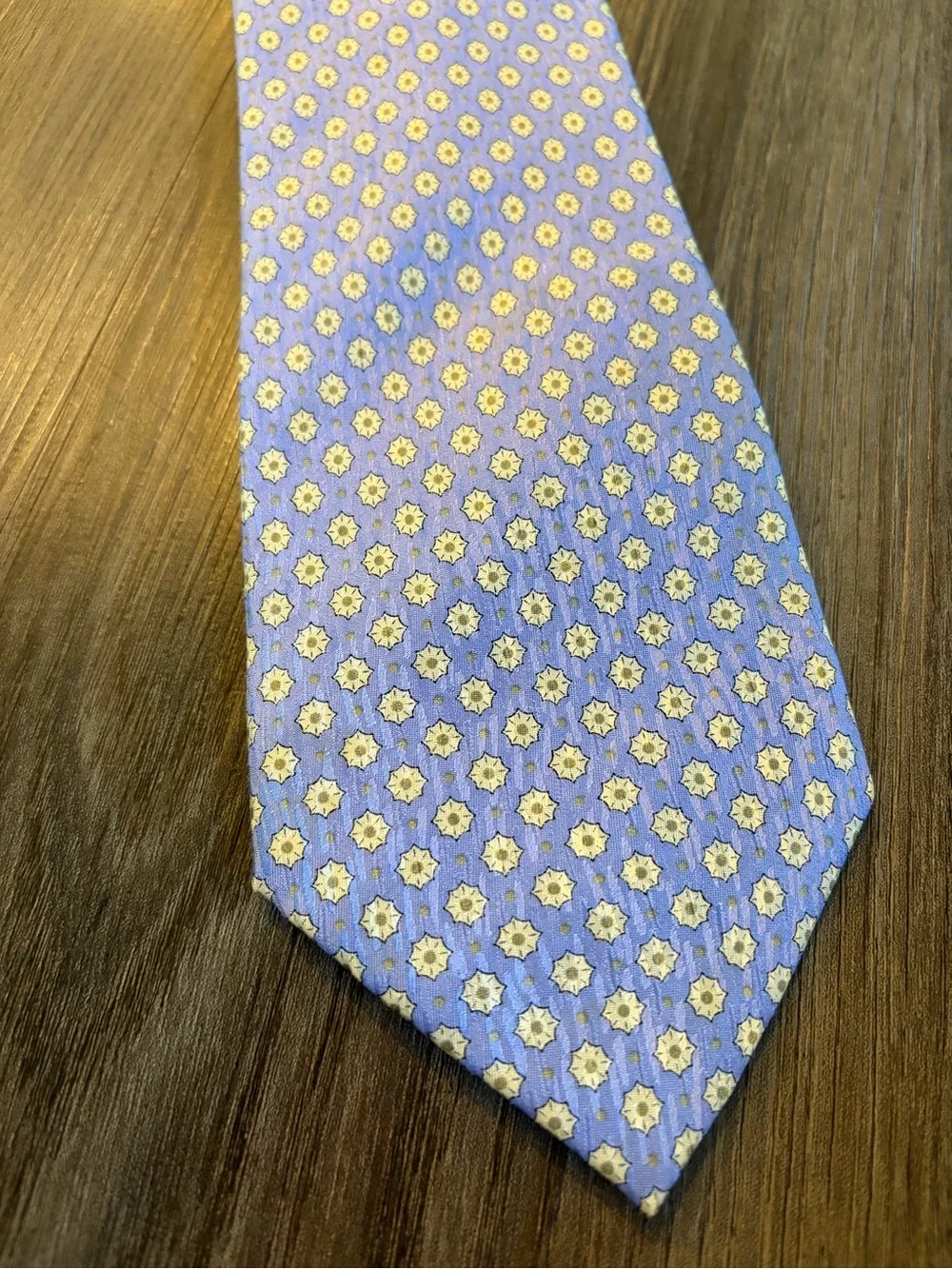 Italian Design by Tal’s 100% Silk Tie Blue Lavender Gold Geometric